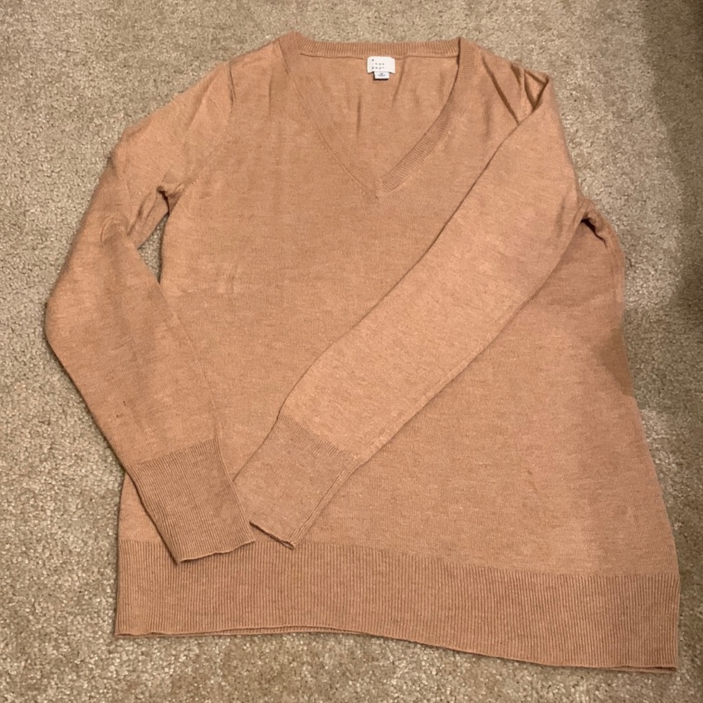 Tan V Neck Sweater